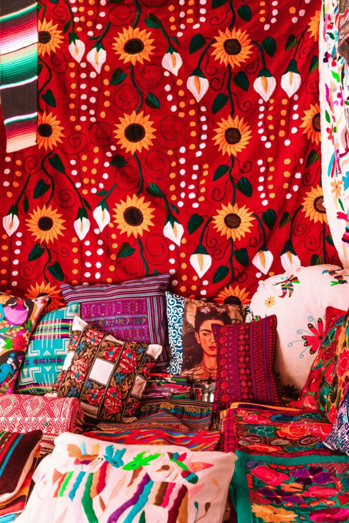 Frida Kahlo inspired pillow in Mexico