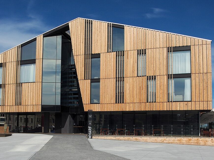 The hotel, which sits on the restored Old Macquarie Wharf, balances, is an ode of the history of Hobart and Tasmania itself.