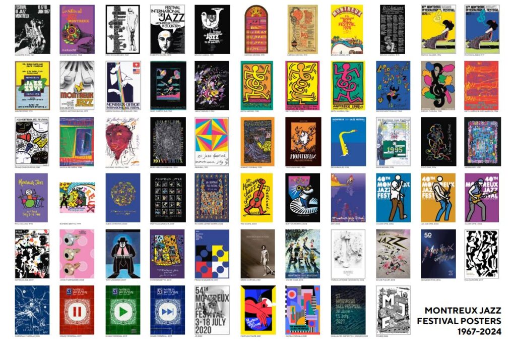 Collective posters of Montreux Jazz Festival since 1967, the year it was started