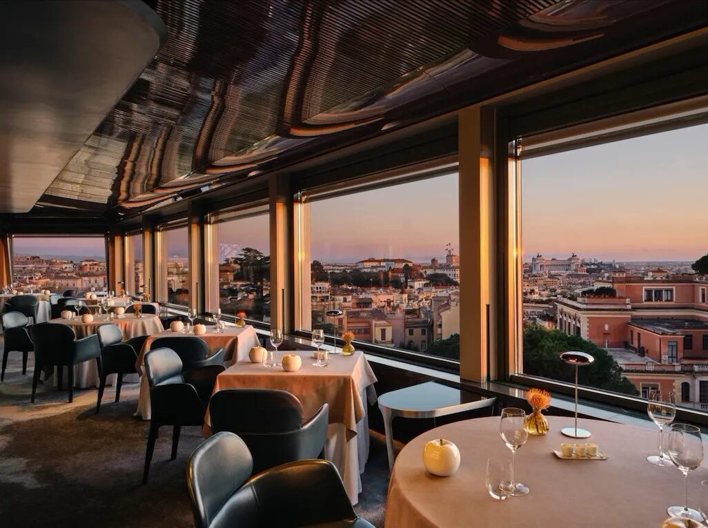 Sunset viewed from the terrace of Hotel Eden in Rome